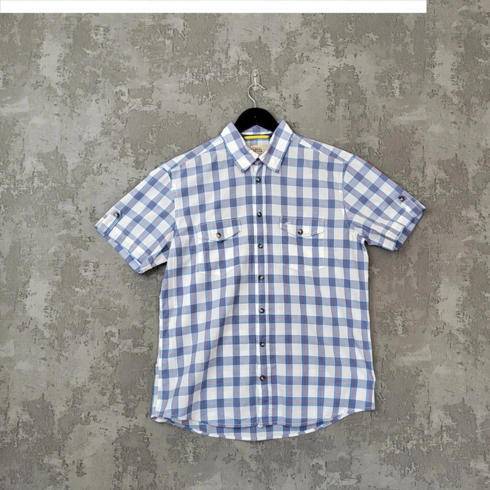 Casual Blue and White Plaid Men's Shirt